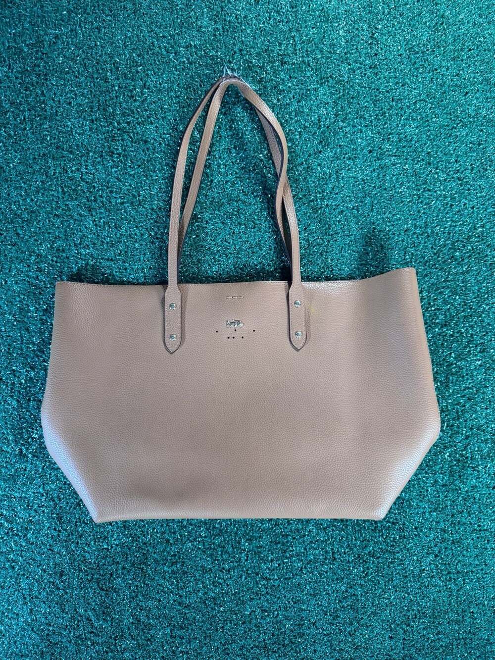 Coach Central Tote in Pebbled Leather Tan with Burgundy Interior